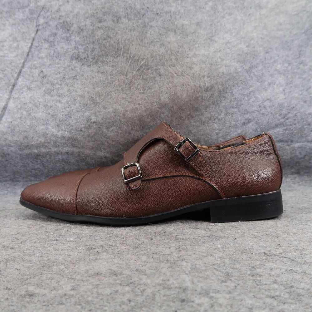 Madden Shoe Men 8.5 Oxford Double Monk Strap Buckle Cap Toe Classic Formal Brown - Picture 3 of 16